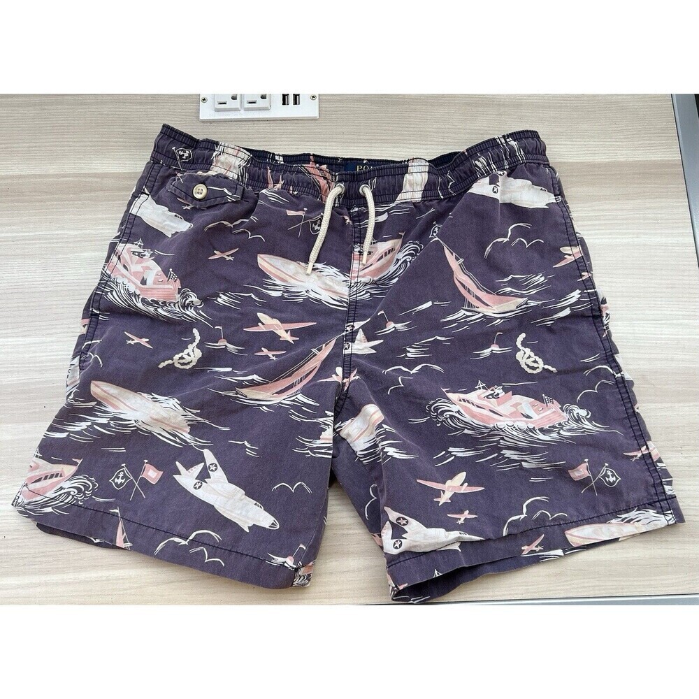 Polo Ralph Lauren Boys XL Swim Trunks Drawstring Board Shorts Nautical Coastal